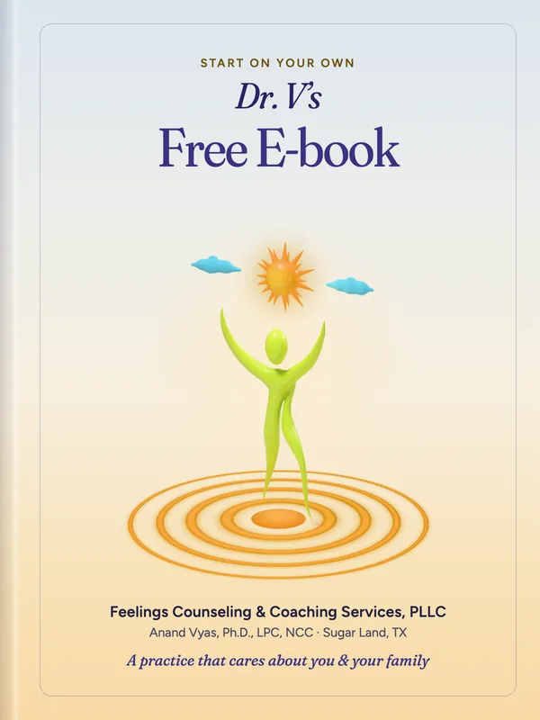 Cover of Dr. V’s free e-book, with the Feelings mark.